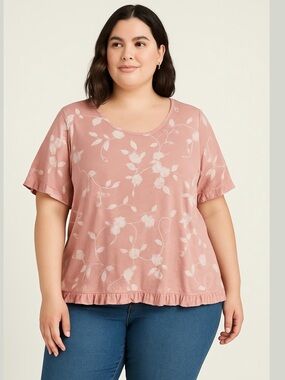 Pink Floral Embroidered Short Sleeve Top